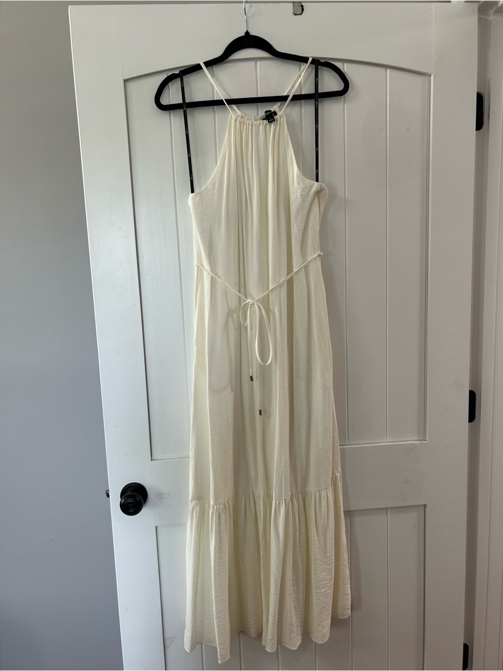 INC International Concepts dress Cream Halter Maxi Dress with Tie Waist